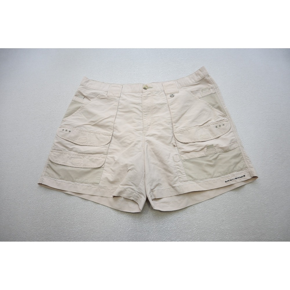 Columbia PFG Fishing Shorts Mens 40 Tan Omni-Shade Cargo Utility Excellent